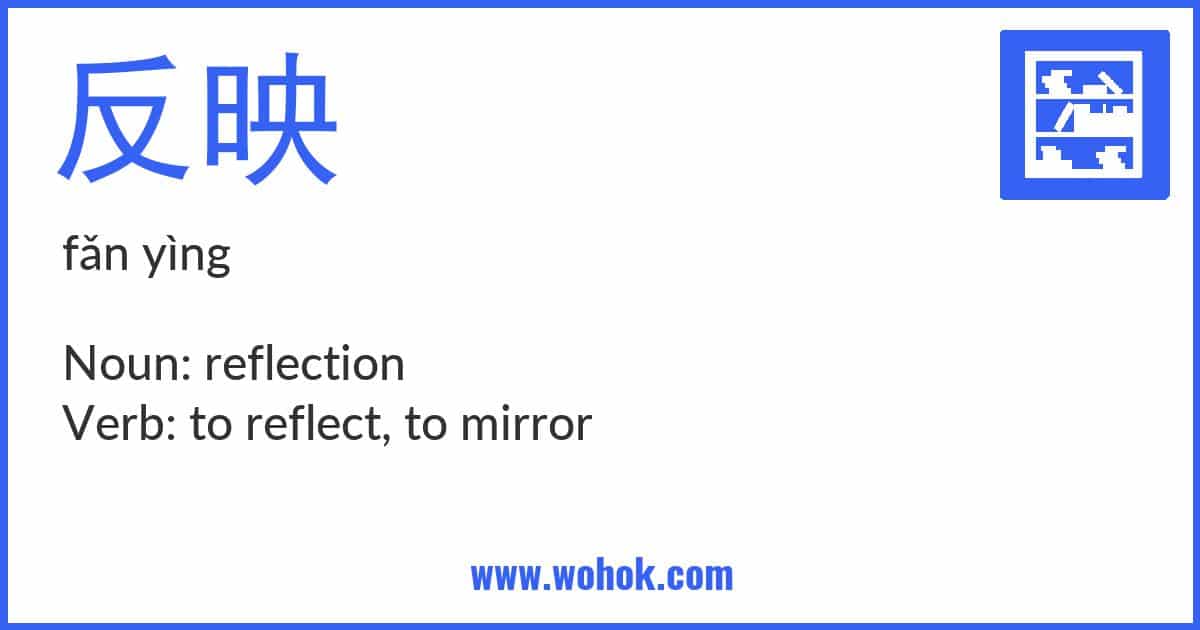 Learning card for Chinese word 反映 with Pinyin and English Translation